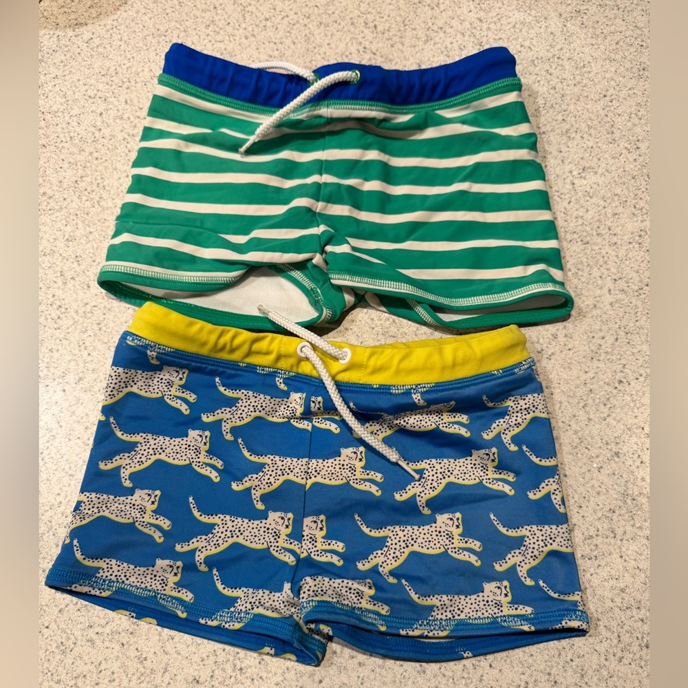 Mini Boden Blue and Yellow Kids' Swim Shorts